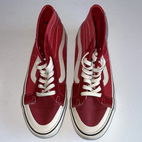 Vans SK8 Hi Decon Red And White Skater Sneakers - Picture 7 of 10